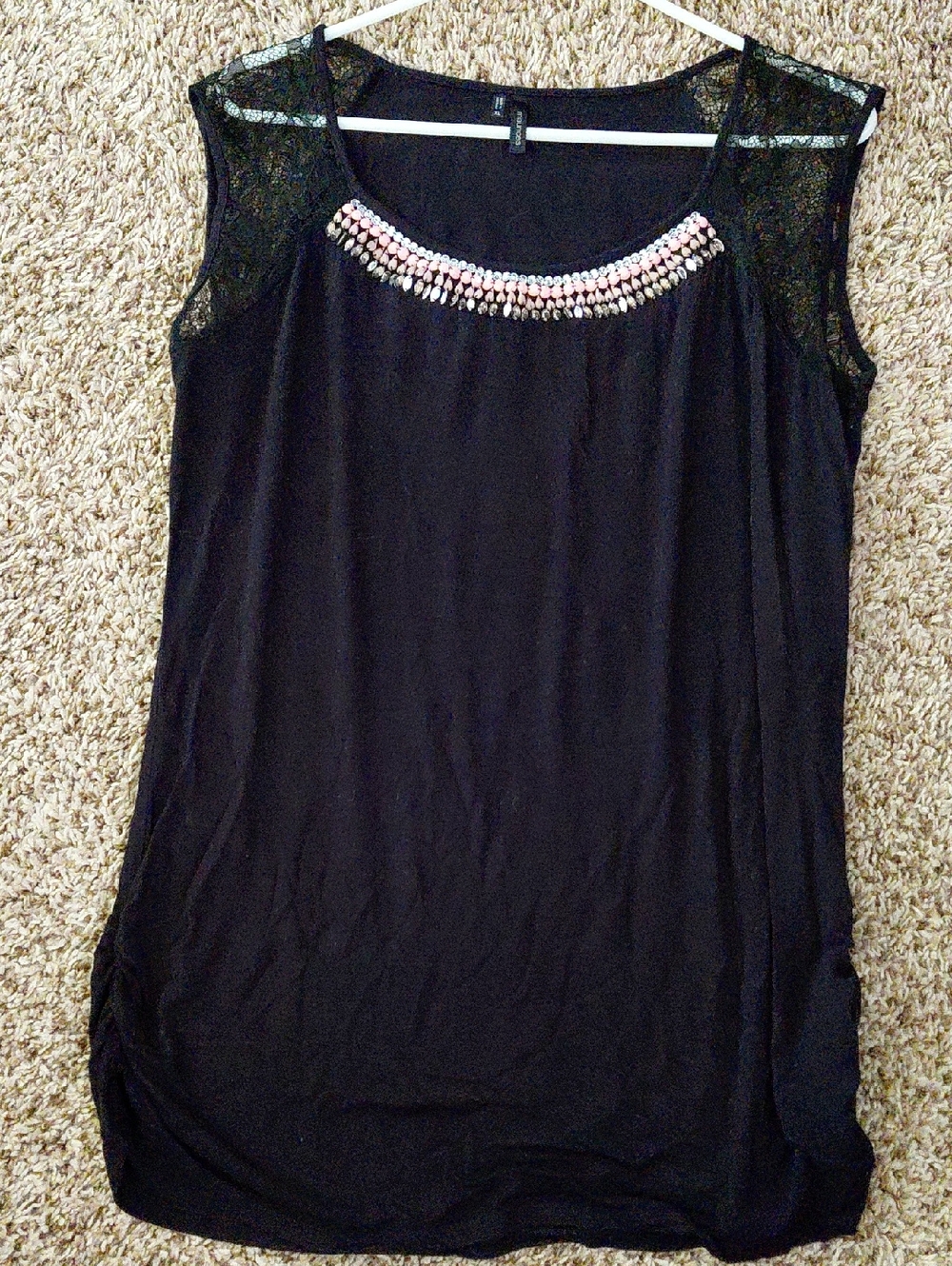 Maurices Black Sleeveless Tunic with Beaded Scoop Neck